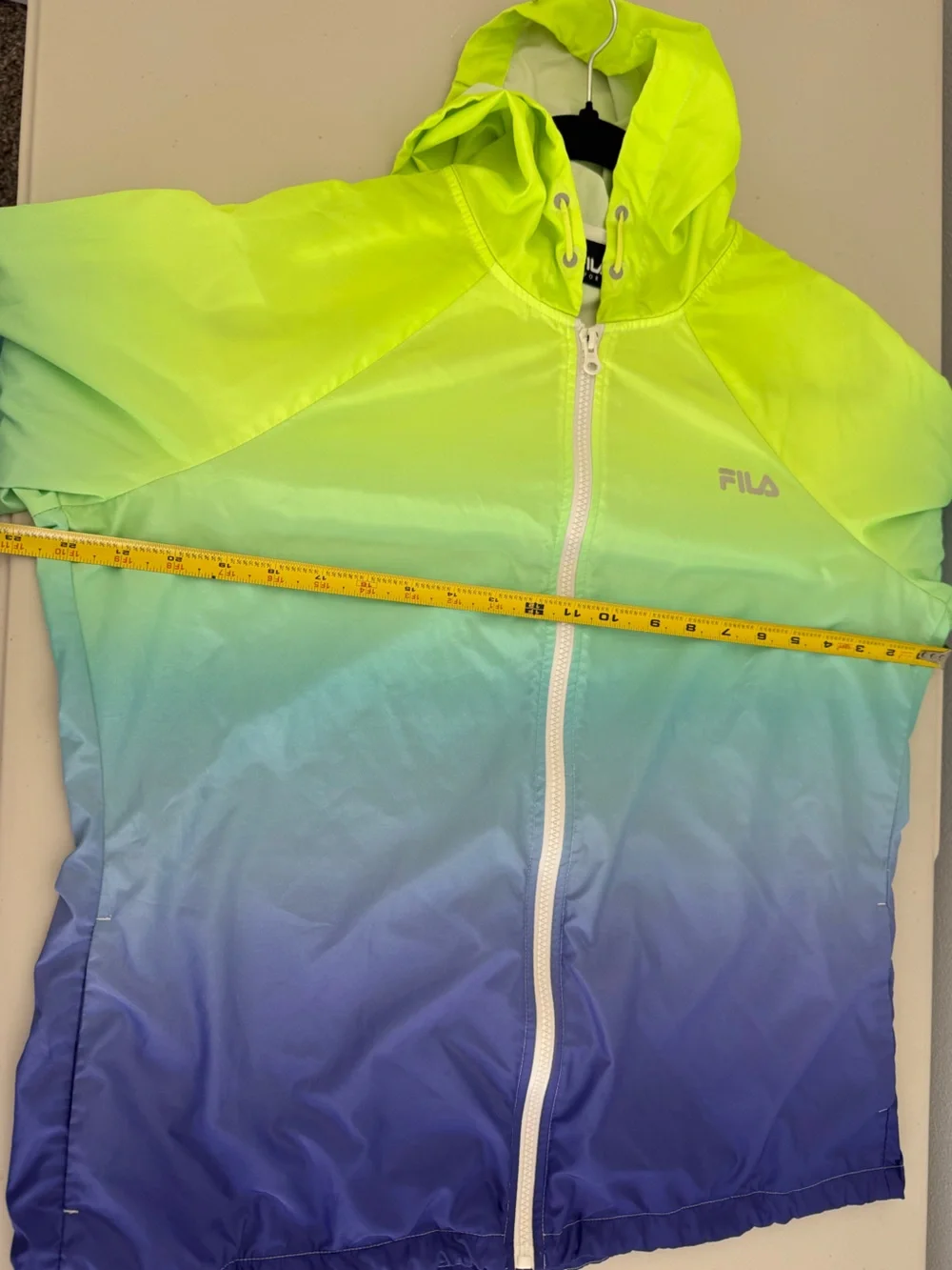 FILA Men’s Lime to Navy Ombre Hooded Windbreaker
